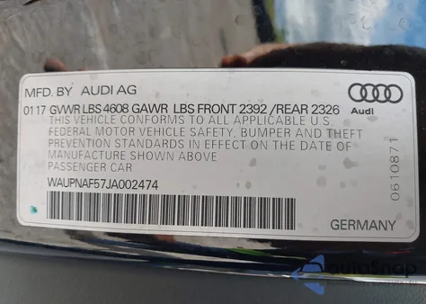 2018 Audi A5 2.0T Premium z USA, uszkodzony, nr VIN WAUPNAF57JA002474